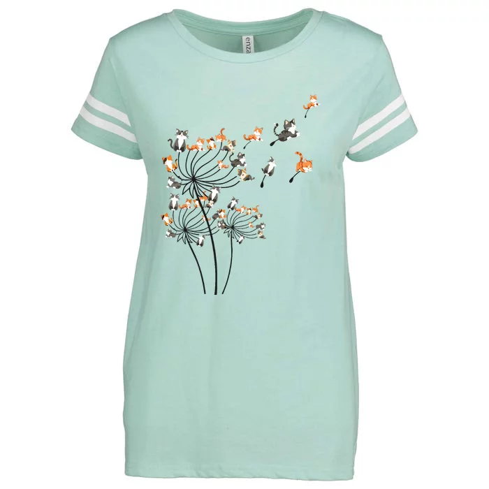 Cat For Women Girl Cute Dandelion Flower Enza Ladies Jersey Football T-Shirt