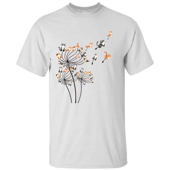 Cat For Women Girl Cute Dandelion Flower Tall T-Shirt