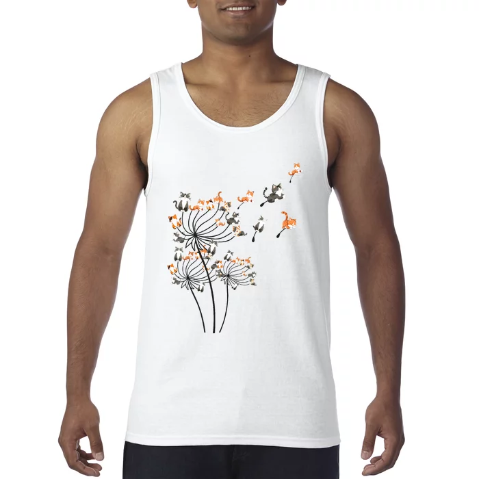 Cat For Women Girl Cute Dandelion Flower Tank Top