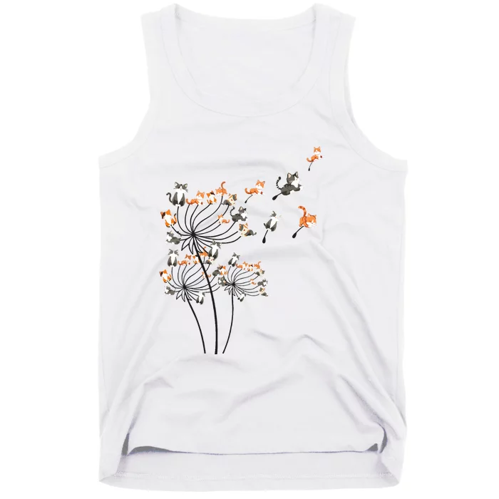 Cat For Women Girl Cute Dandelion Flower Tank Top