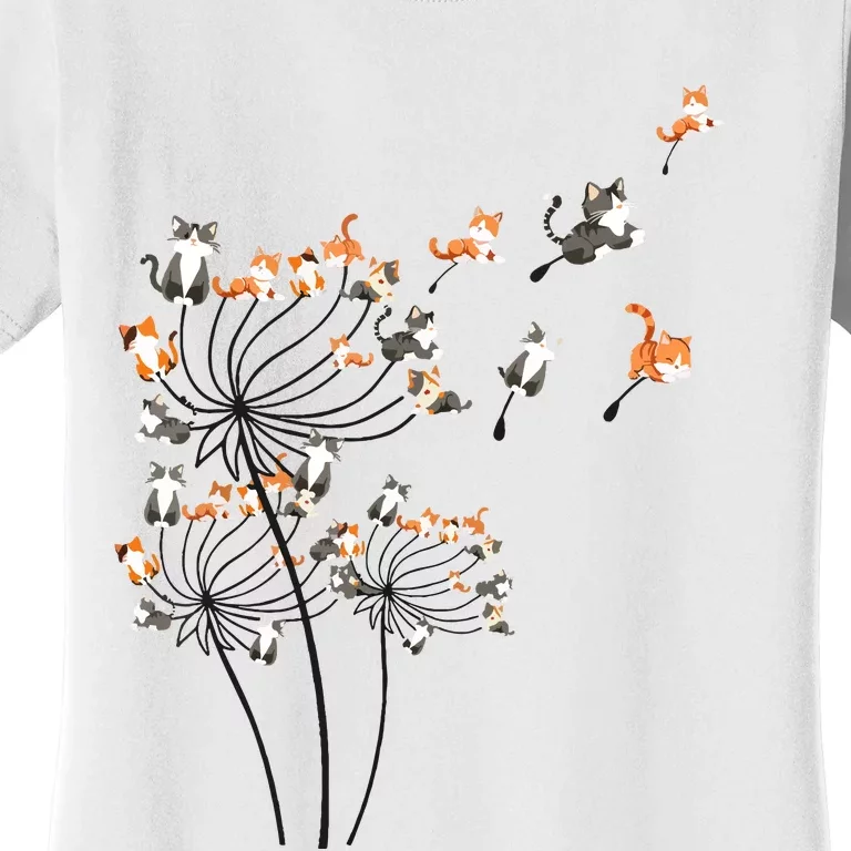 Cat For Women Girl Cute Dandelion Flower Women's T-Shirt