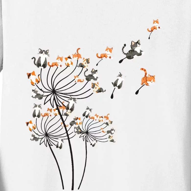 Cat For Women Girl Cute Dandelion Flower Kids Long Sleeve Shirt