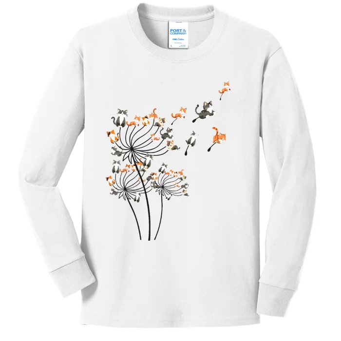 Cat For Women Girl Cute Dandelion Flower Kids Long Sleeve Shirt