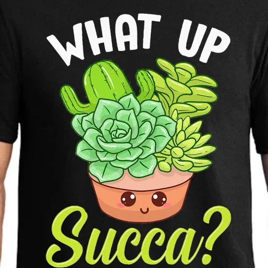 Cute & Funny What Up Succa Punny Succulent Cactus Pun Pajama Set