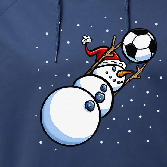 Christmas Funny Xmas Goalkeeper Soccer Snowman Performance Fleece Hoodie