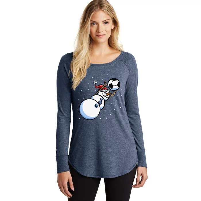 Christmas Funny Xmas Goalkeeper Soccer Snowman Women's Perfect Tri Tunic Long Sleeve Shirt