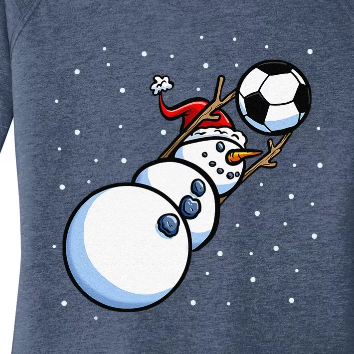 Christmas Funny Xmas Goalkeeper Soccer Snowman Women's Perfect Tri Tunic Long Sleeve Shirt