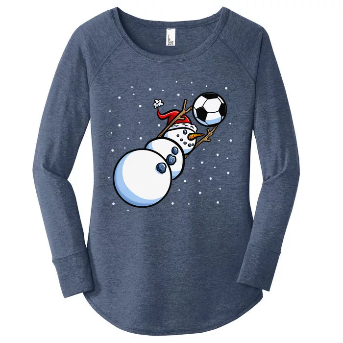 Christmas Funny Xmas Goalkeeper Soccer Snowman Women's Perfect Tri Tunic Long Sleeve Shirt