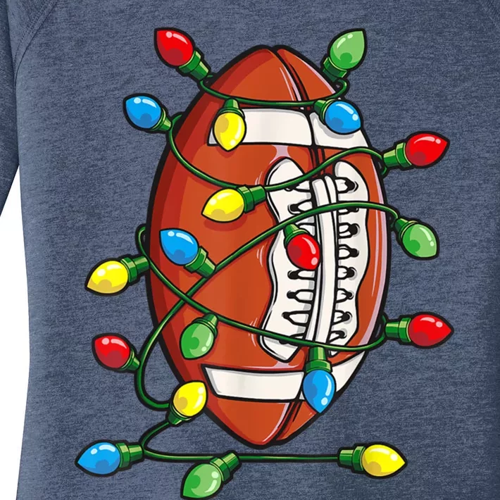 Christmas Football Xmas Lights Funny Sport Gift Women's Perfect Tri Tunic Long Sleeve Shirt