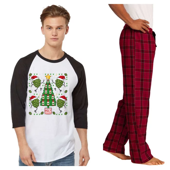 Christmas Family Xmas Ugly Christmas Outfit Merry Beer Tank Top Raglan Sleeve Pajama Set