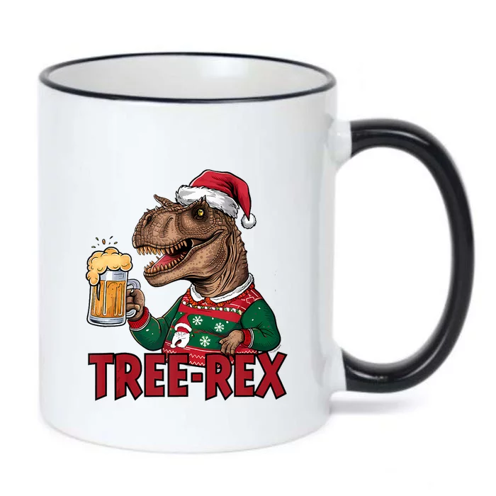 Christmas Family Xmas Ugly Outfit Merry Beer Dinosaur Trex Tank Top Black Color Changing Mug