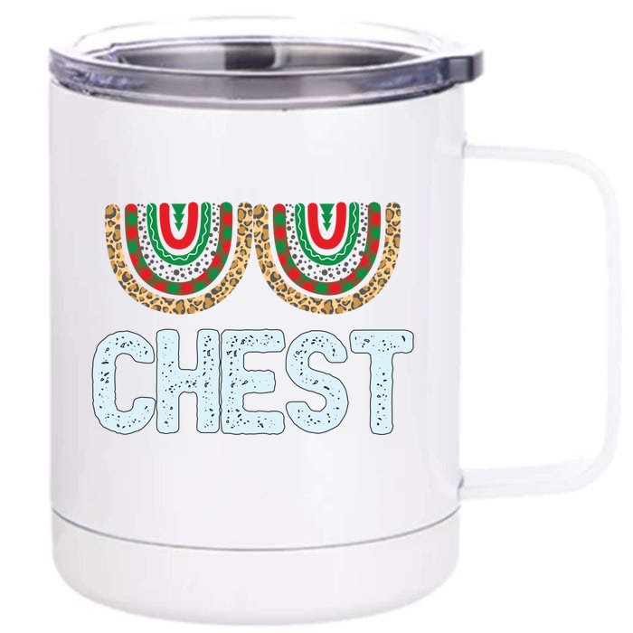 Chest Funny Xmas Chestnuts Matching Couples Christmas Nuts Funny Gift Front & Back 12oz Stainless Steel Tumbler Cup