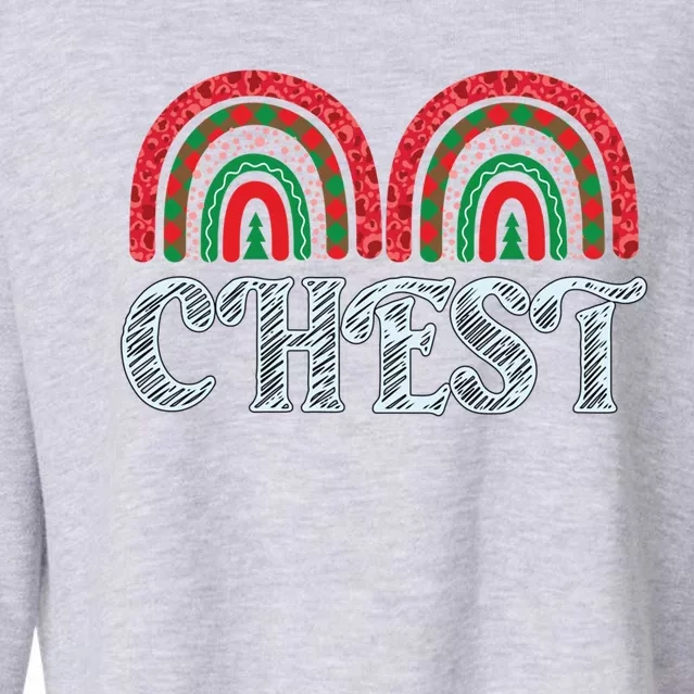 Chest Funny Xmas Chestnuts Matching Couples Christmas Nuts Cool Gift Cropped Pullover Crew