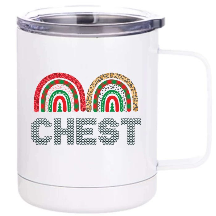 Chest Funny Xmas Chestnuts Matching Couples Christmas Nuts Meaningful Gift Front & Back 12oz Stainless Steel Tumbler Cup