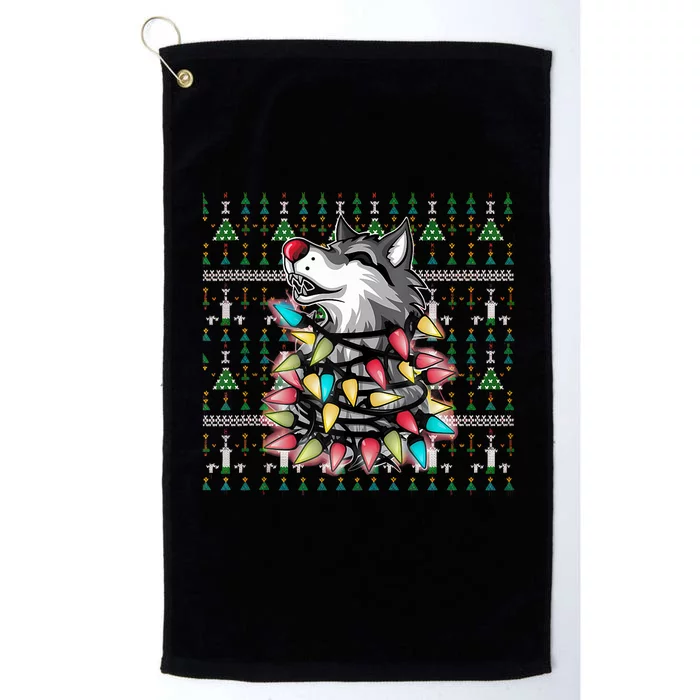 Christmas Family Xmas Ugly Christmas Outfit Merry Wolf Tank Top Platinum Collection Golf Towel