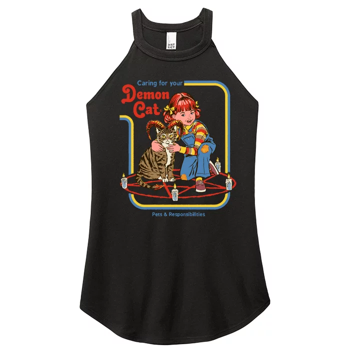 Caring For Your Demon Cat Women’s Perfect Tri Rocker Tank