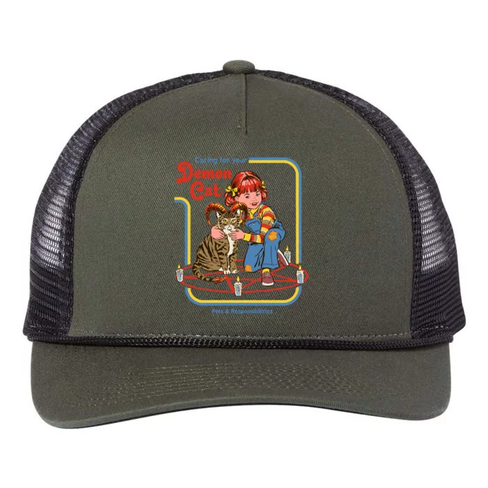 Caring For Your Demon Cat Retro Rope Trucker Hat Cap