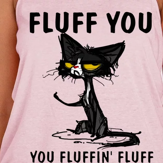 Cat Fluff You Fluffin Fluff Gift For Cat Lover Great Gift Women's Knotted Racerback Tank