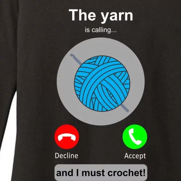 Crochegift Funny Yarn Calling Crochet Lover Crocheting Gift Womens CVC Long Sleeve Shirt