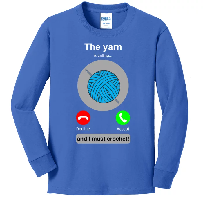 Crochegift Funny Yarn Calling Crochet Lover Crocheting Gift Kids Long Sleeve Shirt