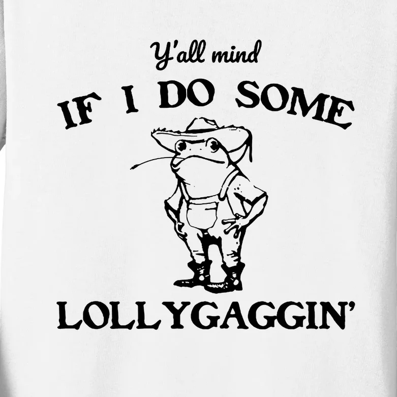 Cowboy Frog YAll Mind If I Do Some Lollygaggin Kids Long Sleeve Shirt