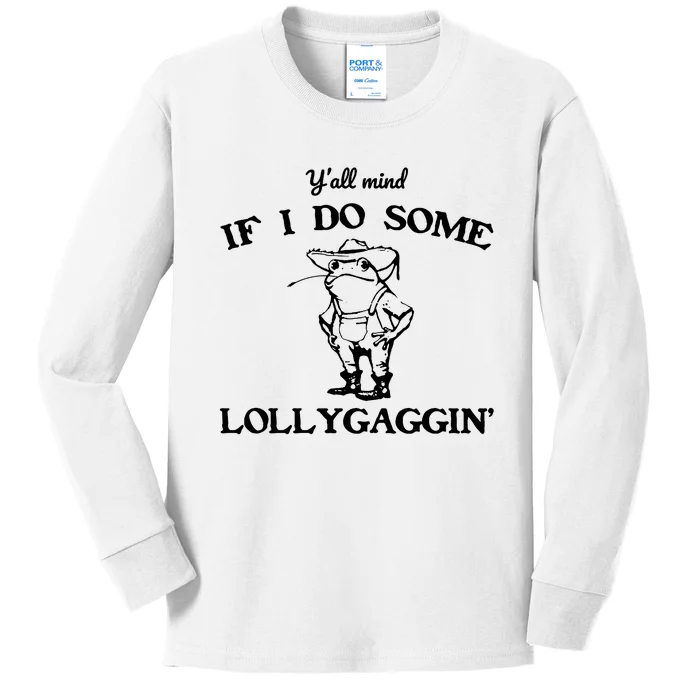 Cowboy Frog YAll Mind If I Do Some Lollygaggin Kids Long Sleeve Shirt