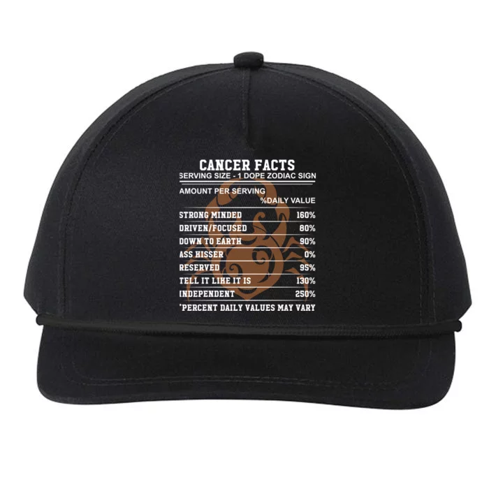 Cancer Facts Zodiac Sign Horoscope Birthday Vintage Gift Snapback Five-Panel Rope Hat