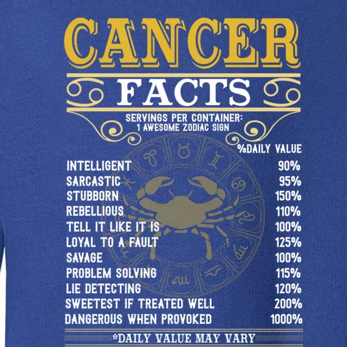 Cancer Facts Zodiac Signs Funny Birthday Funny Gift Cute Gift Toddler Sweatshirt