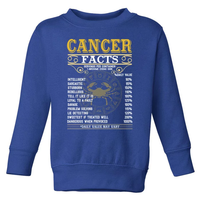 Cancer Facts Zodiac Signs Funny Birthday Funny Gift Cute Gift Toddler Sweatshirt