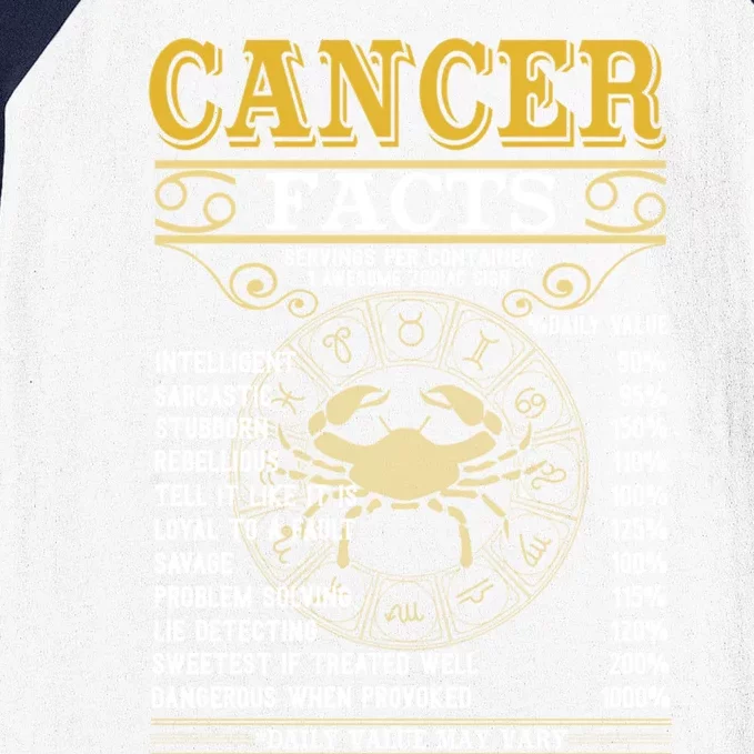 Cancer Facts Zodiac Signs Funny Birthday Funny Gift Cute Gift Baseball Sleeve Shirt