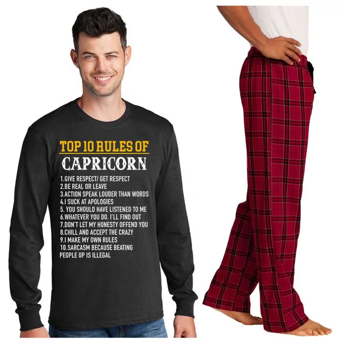 Capricorn Facts Zodiac Funny Capricorn Birthday Gift Long Sleeve Pajama Set