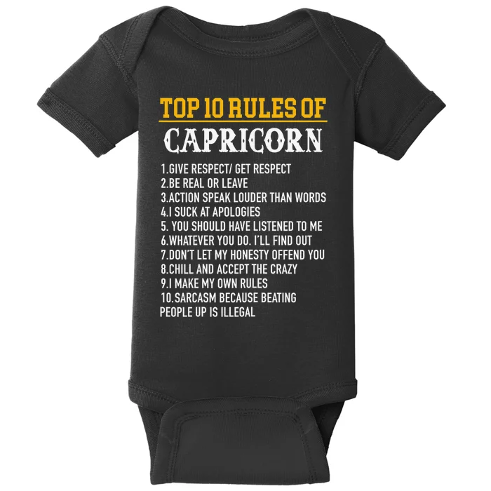 Capricorn Facts Zodiac Funny Capricorn Birthday Gift Baby Bodysuit