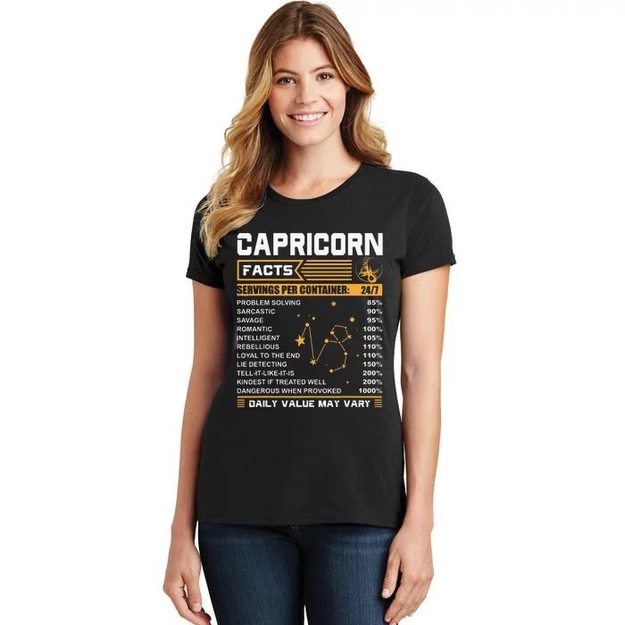 Capricorn Facts Zodiac Funny Capricorn Birthday Gift Women's T-Shirt