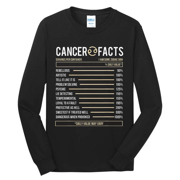 Cancer Facts Zodiac Sign Birthday Horoscope Astrology Tall Long Sleeve T-Shirt