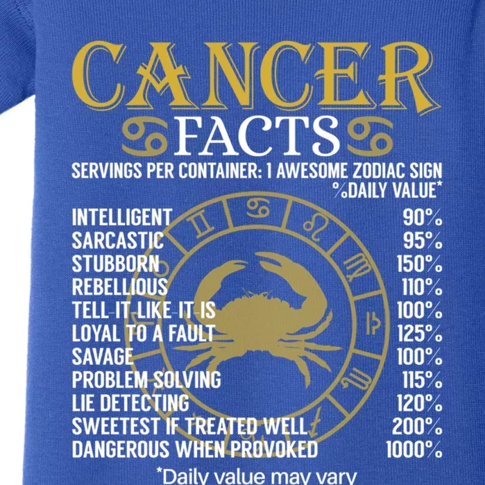 Cancer Facts Zodiac Sign Gift Great Gift Baby Bodysuit