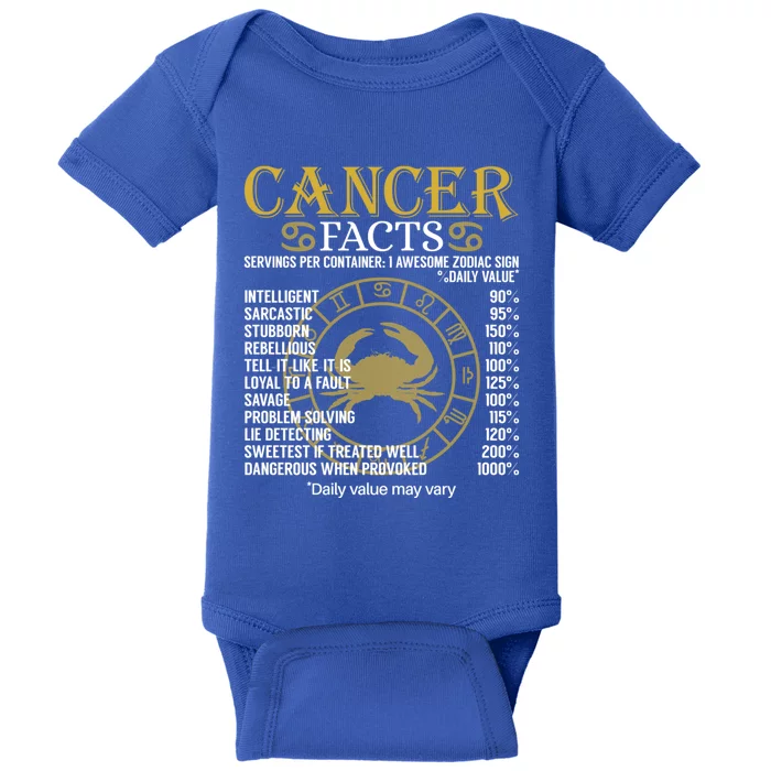 Cancer Facts Zodiac Sign Gift Great Gift Baby Bodysuit