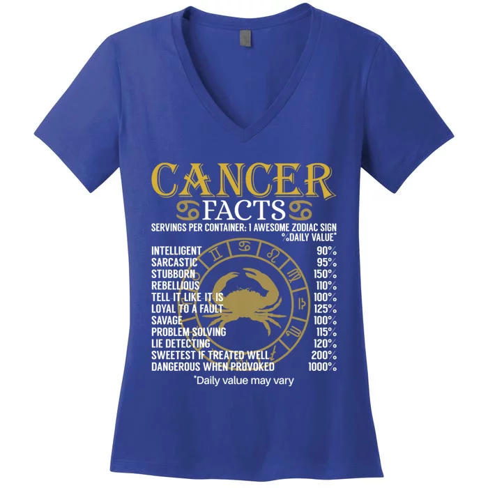 Cancer Facts Zodiac Sign Gift Great Gift Women's V-Neck T-Shirt