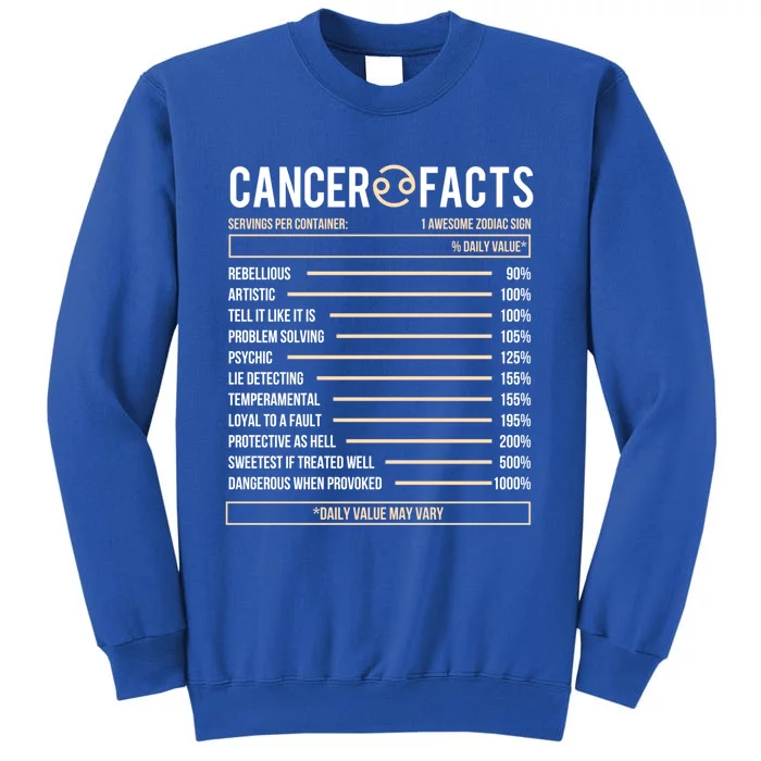 Cancer Facts Zodiac Sign Birthday Horoscope Astrology Gift Tall Sweatshirt