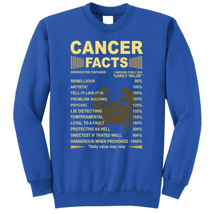 Cancer Facts Zodiac Funny Cancer Birthday Gift Tee Gift Tall Sweatshirt