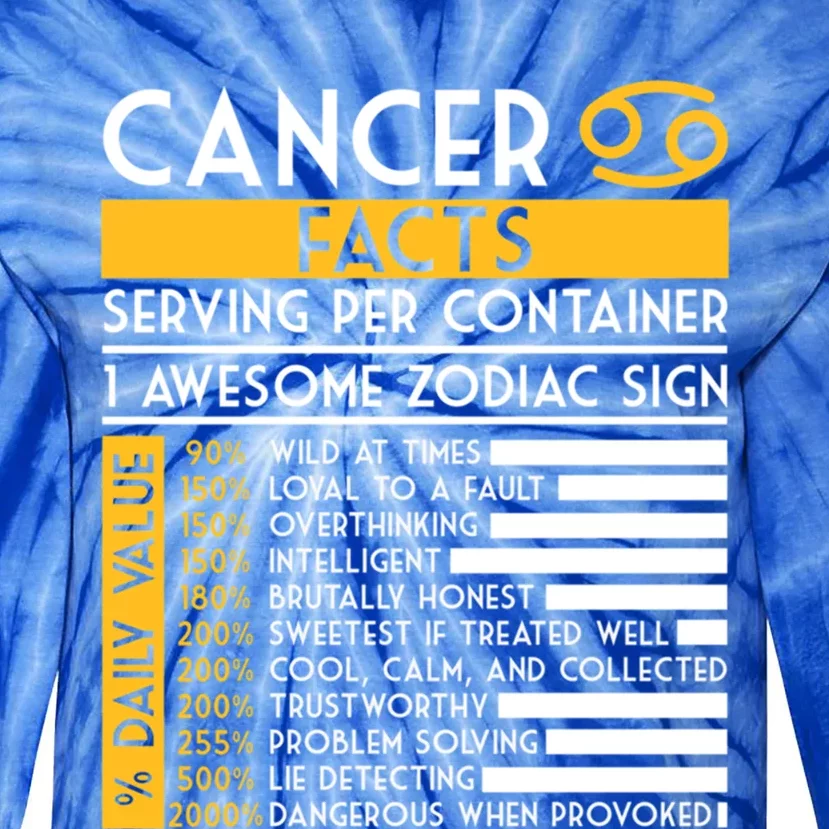 Cancer Facts Zodiac Horoscope Funny Astrology Star Sign Meaningful Gift Tie-Dye Long Sleeve Shirt