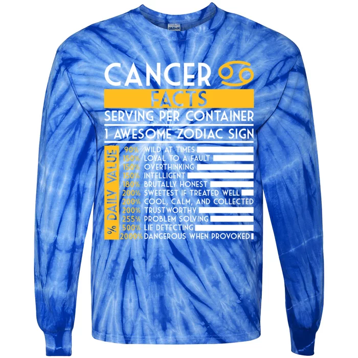 Cancer Facts Zodiac Horoscope Funny Astrology Star Sign Meaningful Gift Tie-Dye Long Sleeve Shirt