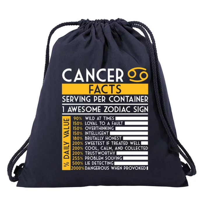 Cancer Facts Zodiac Horoscope Funny Astrology Star Sign Meaningful Gift Drawstring Bag