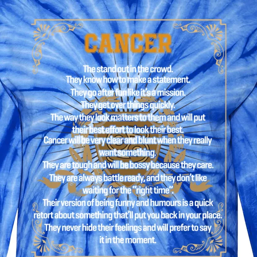 Cancer Facts Zodiac Sign Awesome Horoscope Birthday Gift Tie-Dye Long Sleeve Shirt