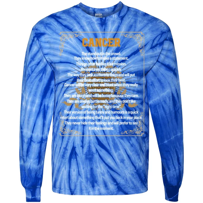 Cancer Facts Zodiac Sign Awesome Horoscope Birthday Gift Tie-Dye Long Sleeve Shirt