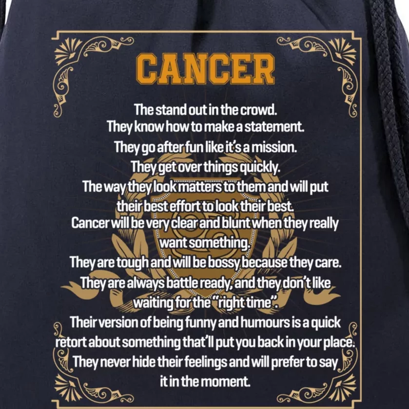 Cancer Facts Zodiac Sign Awesome Horoscope Birthday Gift Drawstring Bag