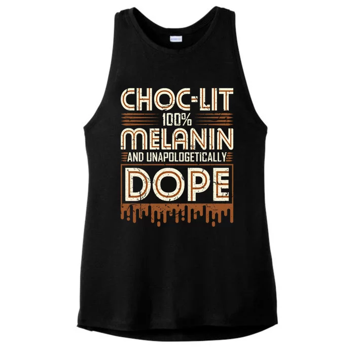 Choccute Giftlit 100% Melanin And Unapologetically Dope Black Gift Ladies Tri-Blend Wicking Tank