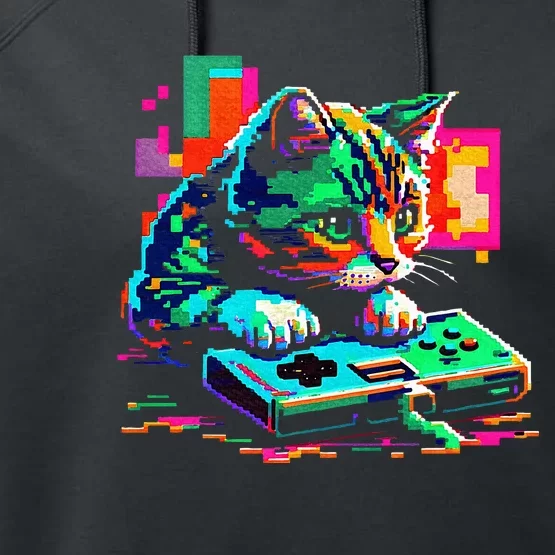 Cat Gaming 8bit Gaming Performance Fleece Hoodie