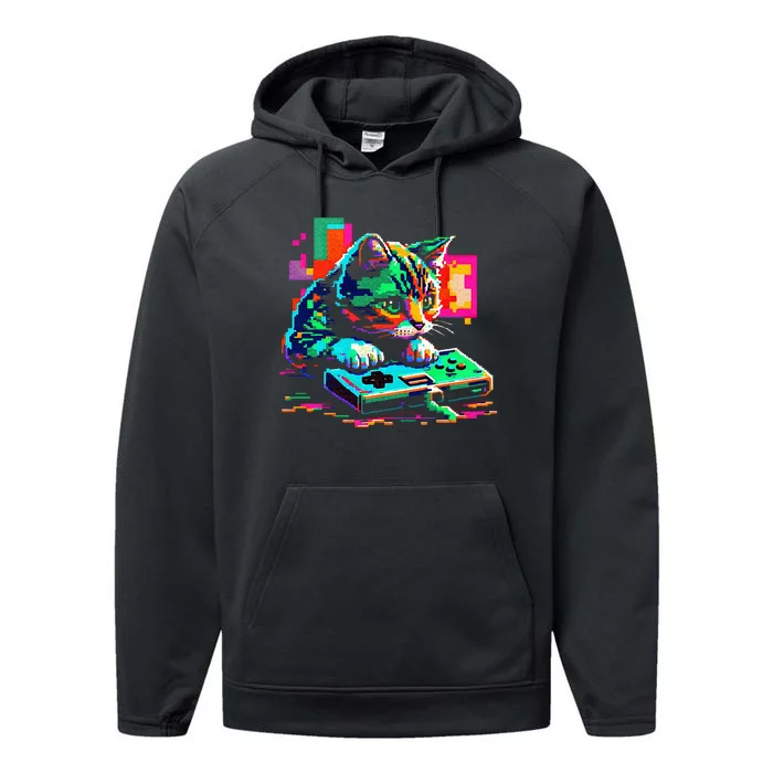 Cat Gaming 8bit Gaming Performance Fleece Hoodie