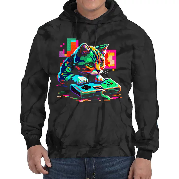 Cat Gaming 8bit Gaming Tie Dye Hoodie