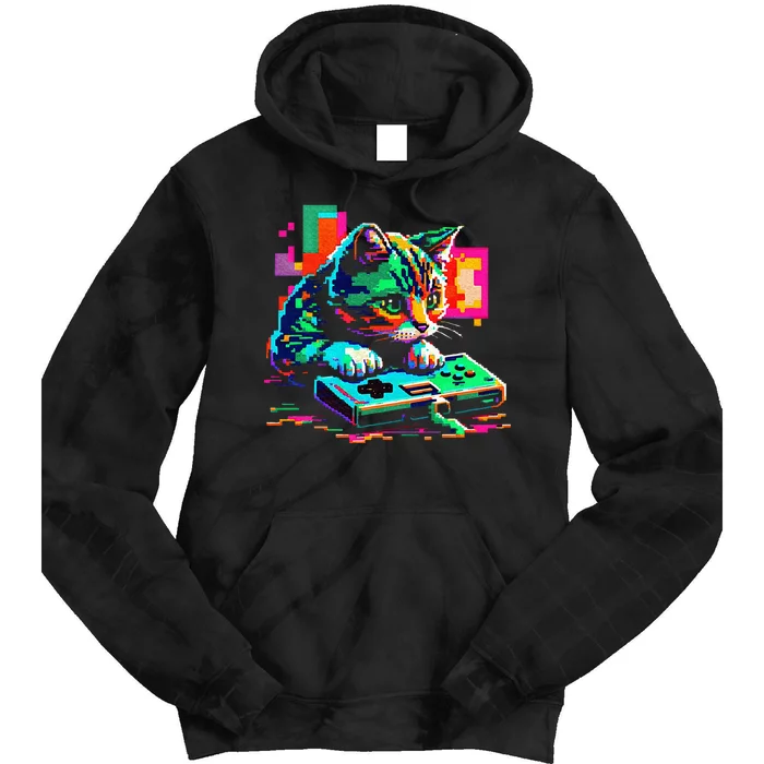 Cat Gaming 8bit Gaming Tie Dye Hoodie